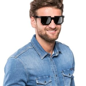 8 Bit Pixel Party Glasses - Black/Mirror