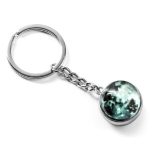 Keychain - glass MOON - glow in the dark